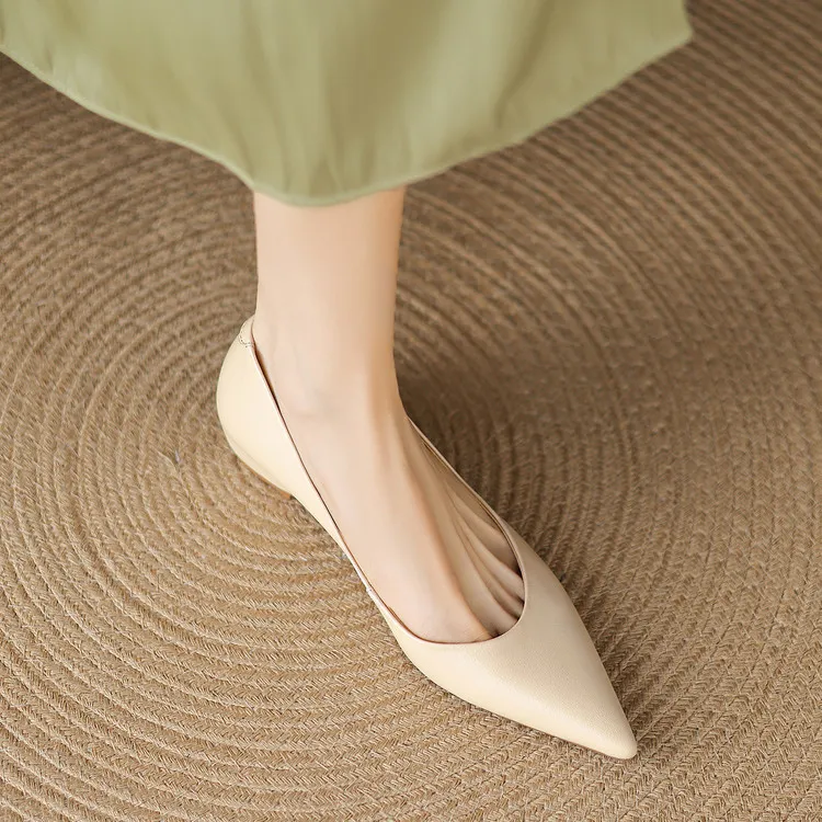 Early Spring Single Shoes Pointed Toe Wedge Heel Slip-on Fashion Women's Shoes 3-3r Fashion 3 Colors Low Mouth Shoes