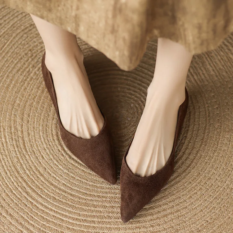 Early Spring Single Shoes Pointed Toe Wedge Heel Slip-on Fashion Women's Shoes 3-3r Fashion 3 Colors Low Mouth Shoes