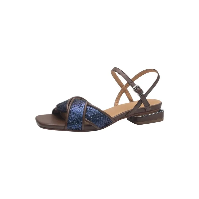 Retro-style open-toe flat sandals for women, summer size 40, French-style luxury sandals