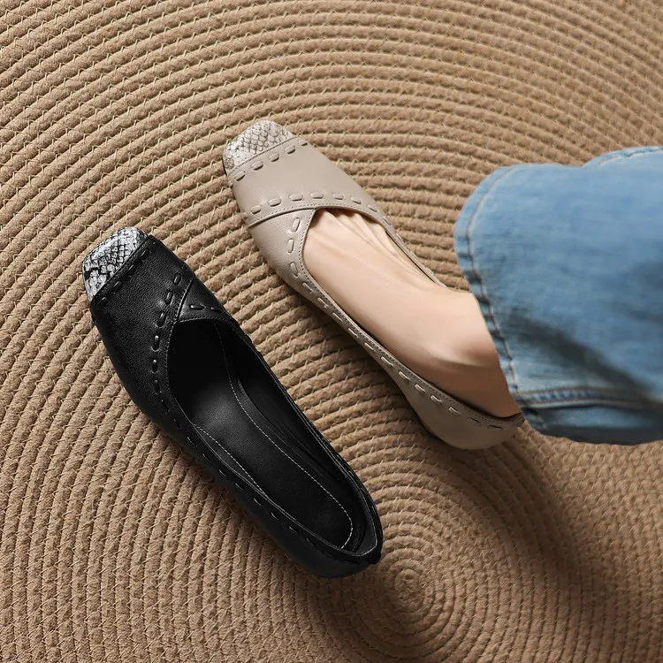 Early spring single shoes, square toe, low-cut, chunky heel, high heel, sheepskin fashion women's shoes, 3-6n