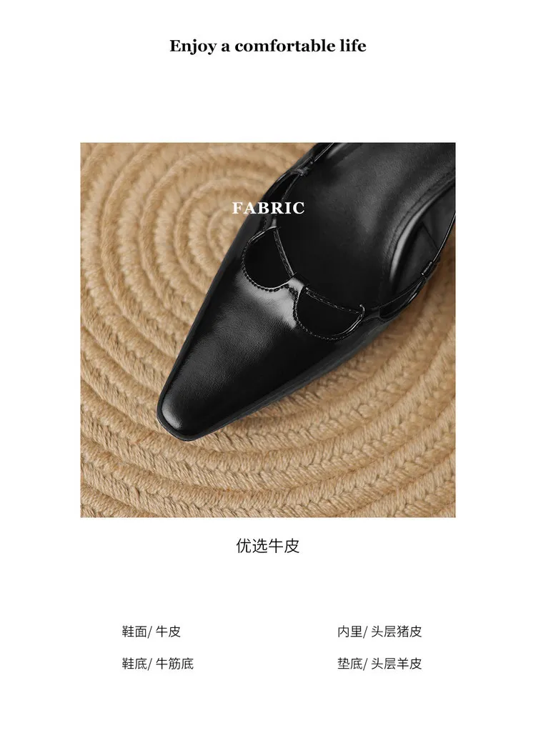 Early spring single-shoe closed-toe chunky heel high-heel cowhide fashion women's shoes 3-6s sandals