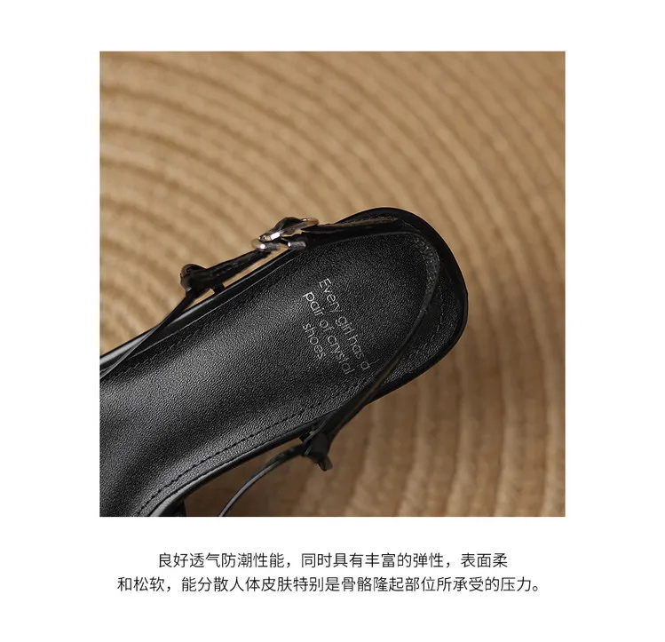 Early spring single-shoe closed-toe chunky heel high-heel cowhide fashion women's shoes 3-6s sandals