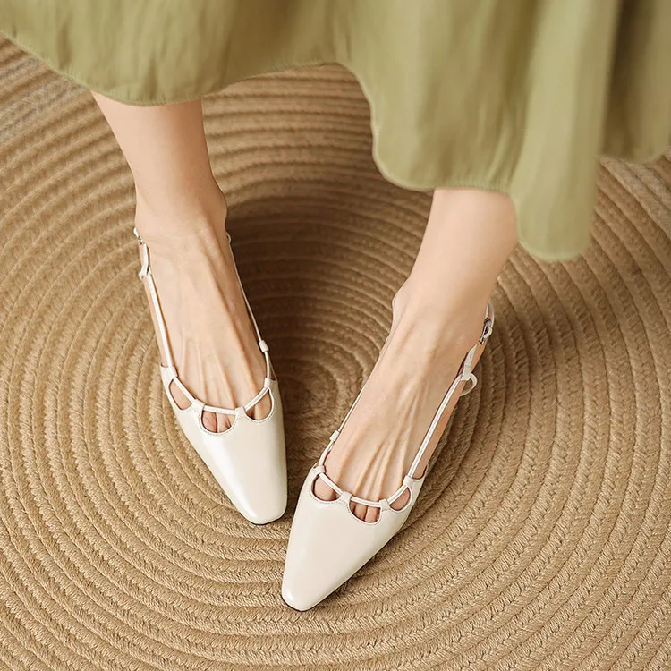 Early spring single-shoe closed-toe chunky heel high-heel cowhide fashion women's shoes 3-6s sandals