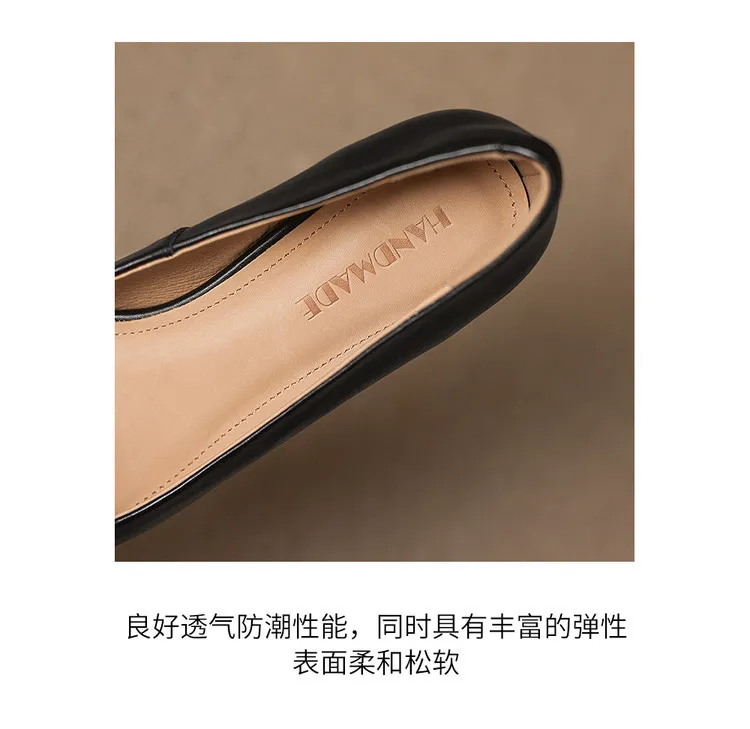 Early Spring Single Shoes Pointed Toe Low Mouth Stiletto Heel High Heel Cowhide Fashion Women's Shoes 2-27e