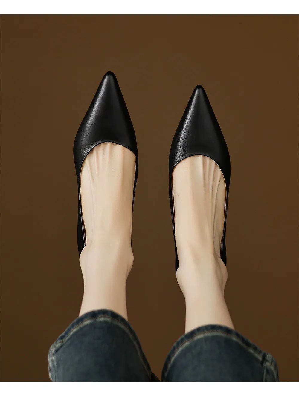 Spring and Autumn Retro Elegant Hidden Wedge Pointed Toe Women's Shoes Simple and Stylish Commuter Soft Sole Low Mouth Single Shoes