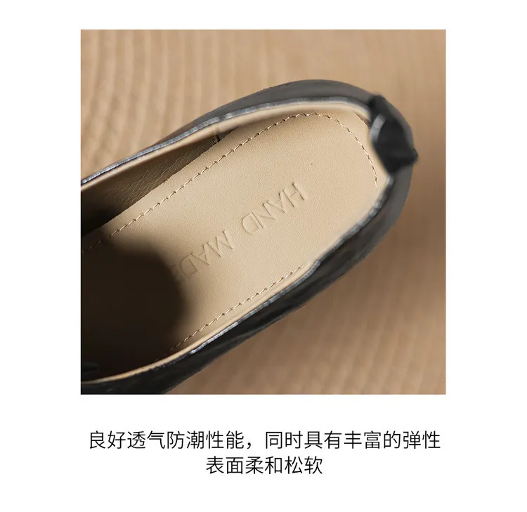 Early spring single shoes, square toe, wedge heel, sheepskin fashion women's shoes, 3-3t