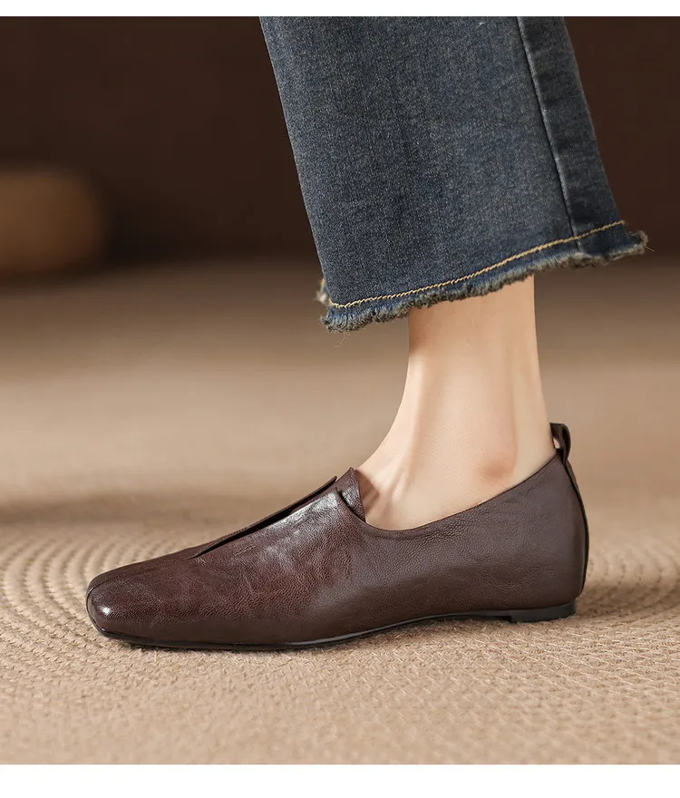 Early spring single shoes, square toe, wedge heel, sheepskin fashion women's shoes, 3-3t