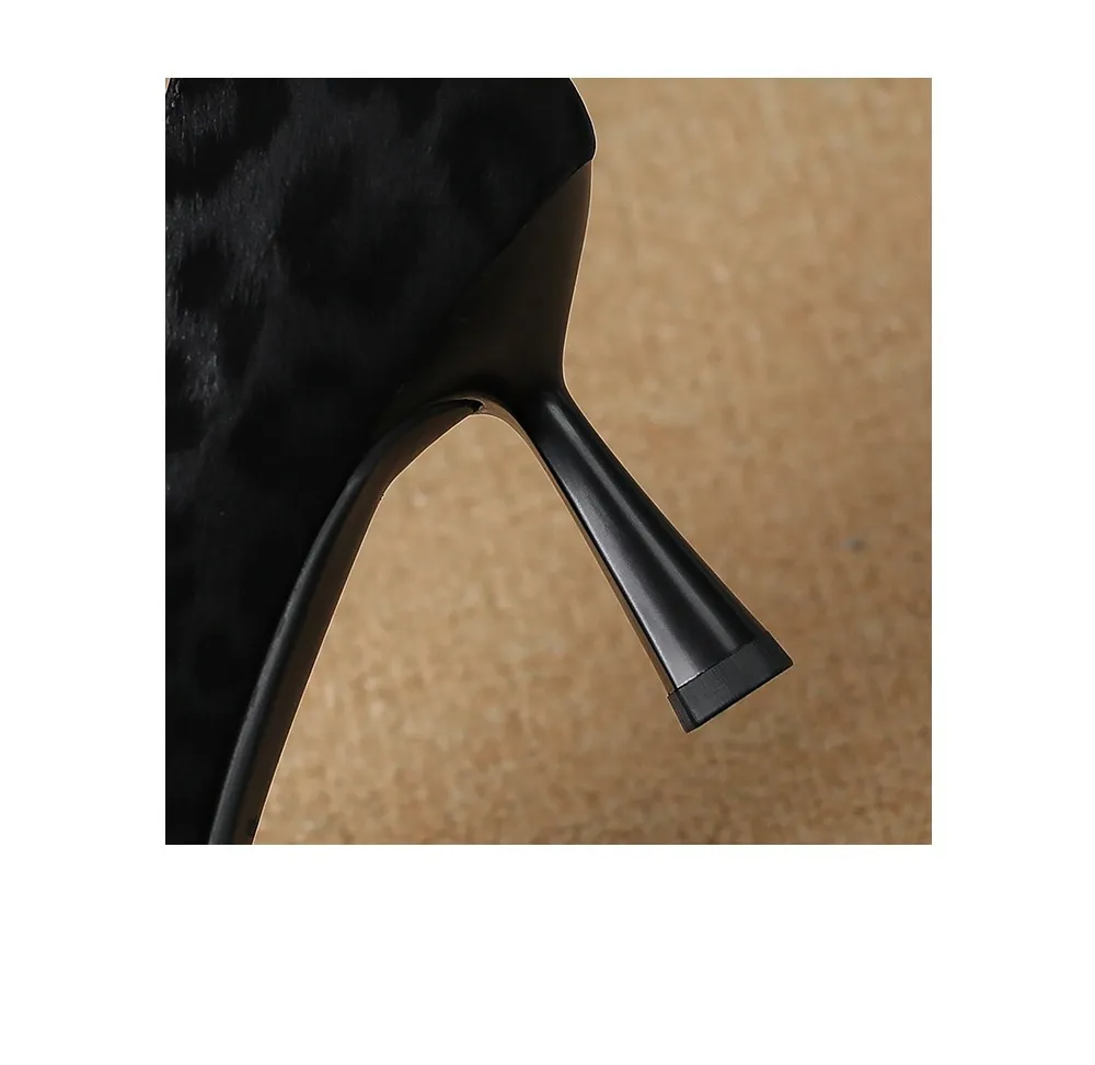 Women's low-cut, all-season leopard print cowhide leather pointed-toe high heels for spring and autumn, slip-on style, slimming stiletto heels