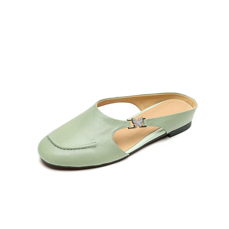 Spring/Summer style round-toe closed-toe flat sheepskin fashion women's sandals 3-9g