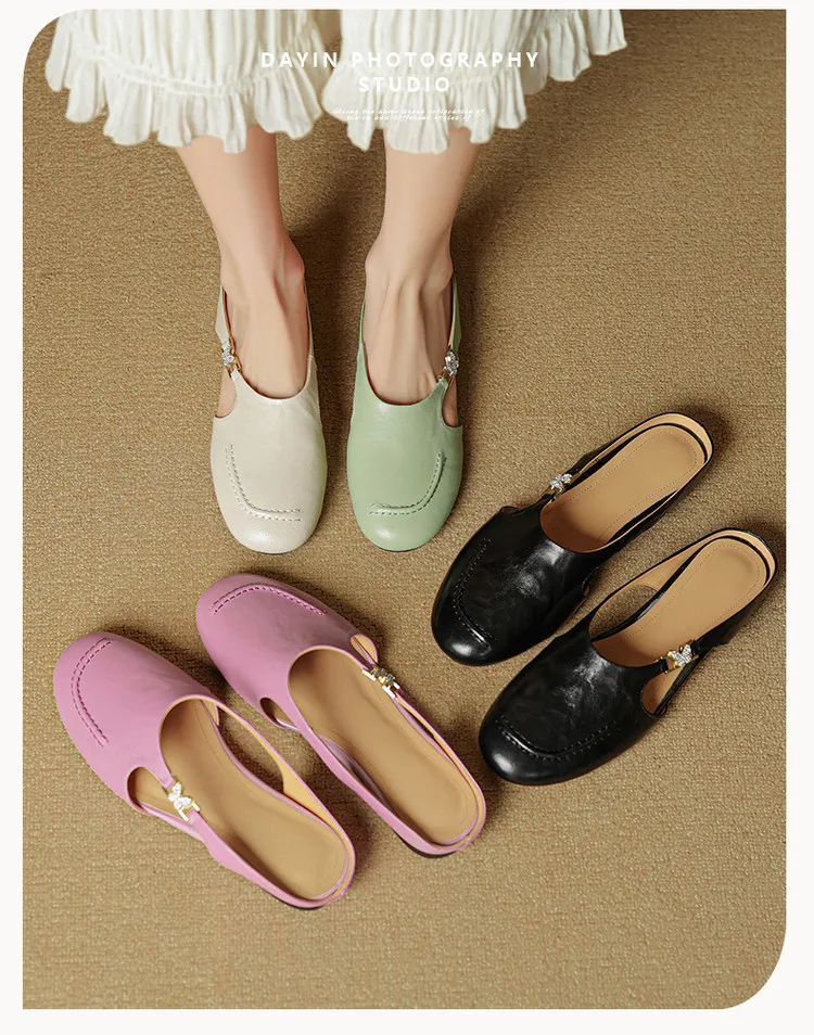 Spring/Summer style round-toe closed-toe flat sheepskin fashion women's sandals 3-9g