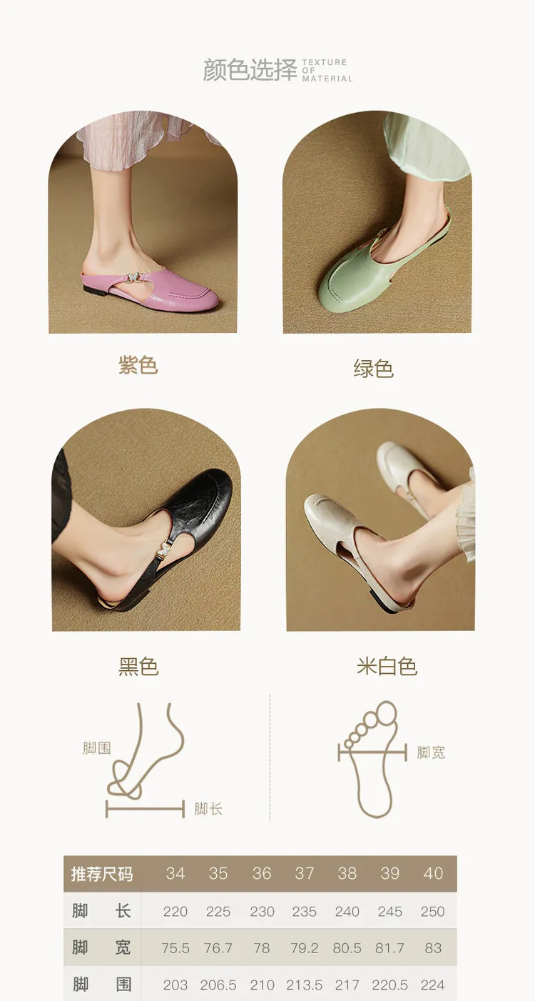 Spring/Summer style round-toe closed-toe flat sheepskin fashion women's sandals 3-9g