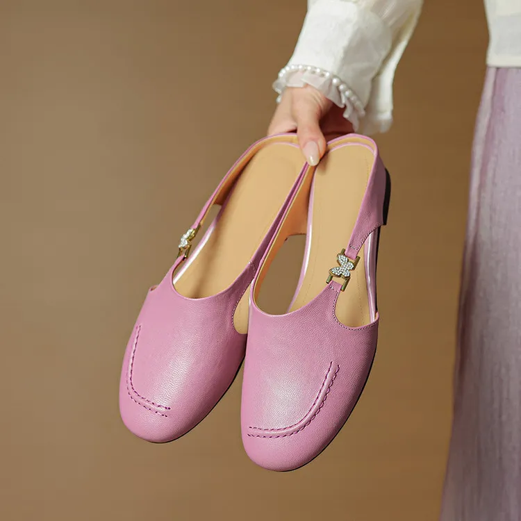 Spring/Summer style round-toe closed-toe flat sheepskin fashion women's sandals 3-9g
