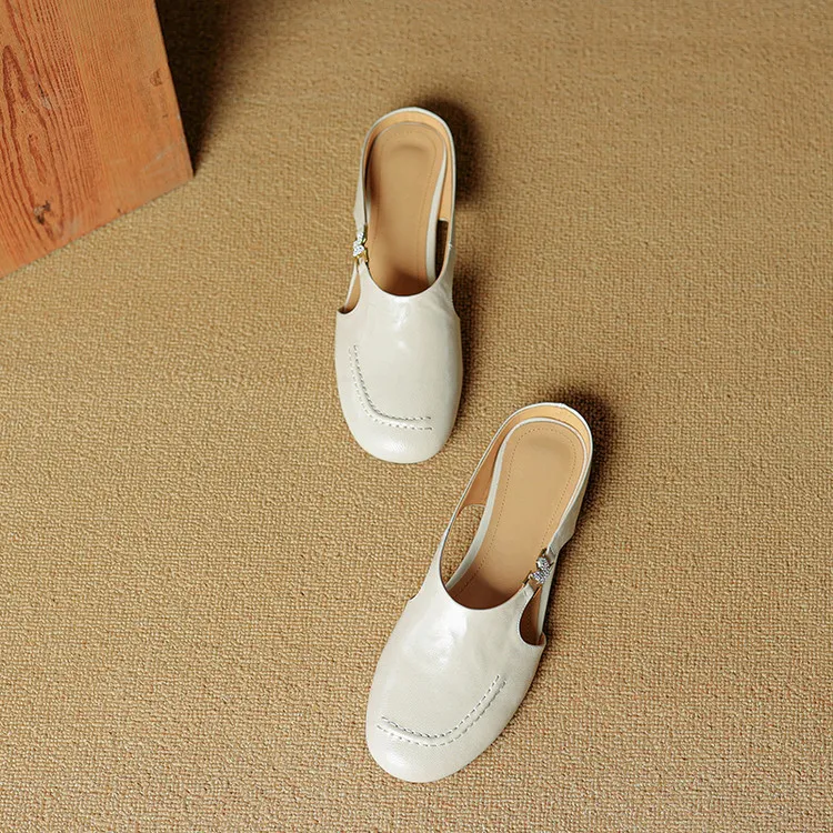 Spring/Summer style round-toe closed-toe flat sheepskin fashion women's sandals 3-9g
