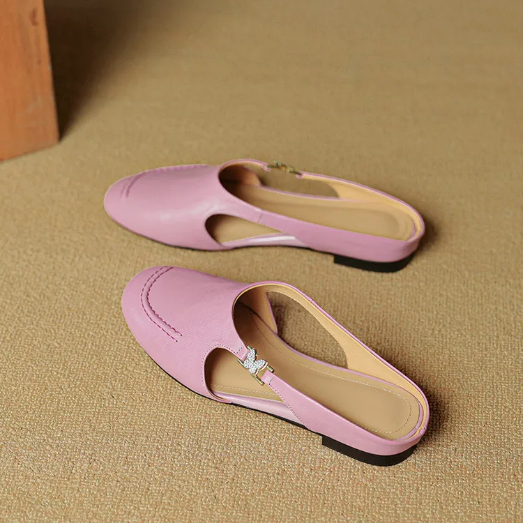 Spring/Summer style round-toe closed-toe flat sheepskin fashion women's sandals 3-9g