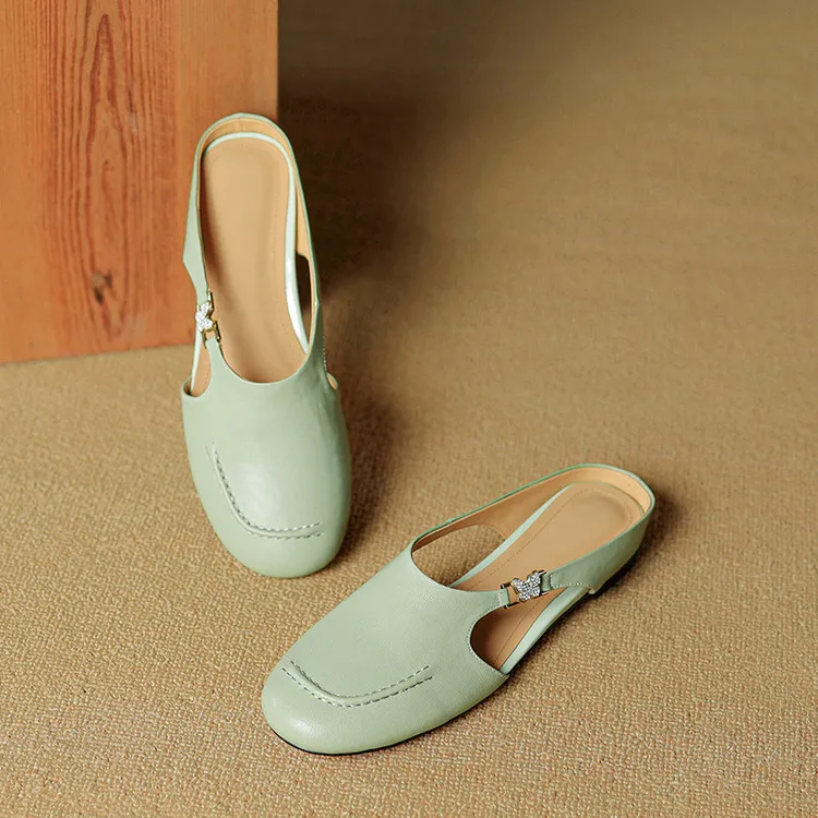 Spring/Summer style round-toe closed-toe flat sheepskin fashion women's sandals 3-9g