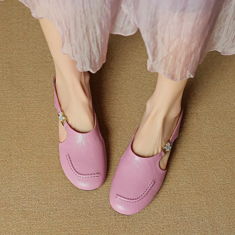 Spring/Summer style round-toe closed-toe flat sheepskin fashion women's sandals 3-9g