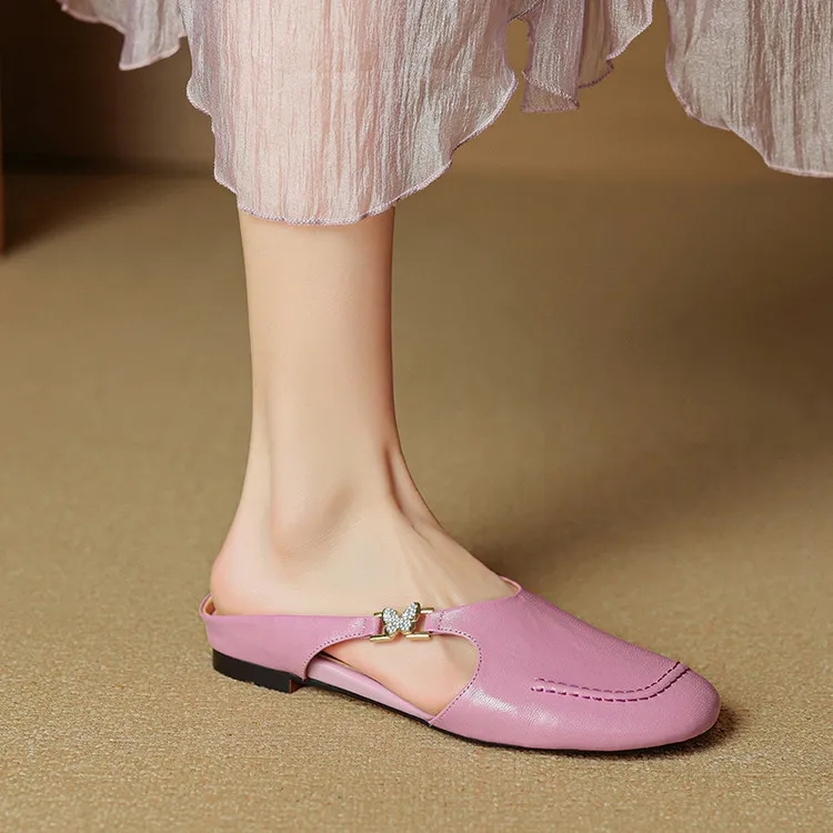 Spring/Summer style round-toe closed-toe flat sheepskin fashion women's sandals 3-9g
