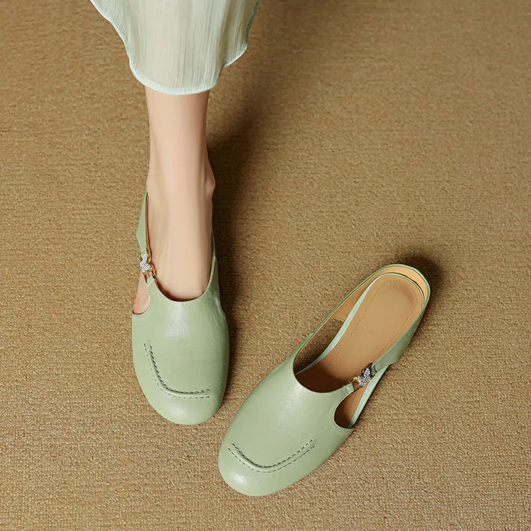 Spring/Summer style round-toe closed-toe flat sheepskin fashion women's sandals 3-9g