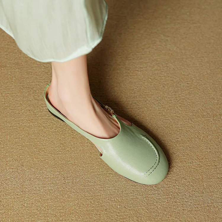 Spring/Summer style round-toe closed-toe flat sheepskin fashion women's sandals 3-9g
