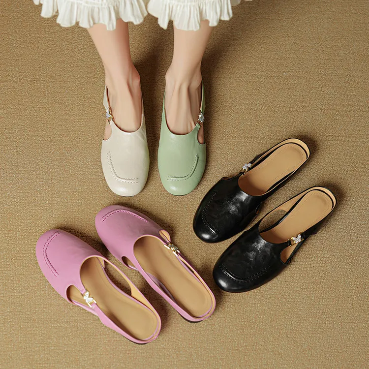 Spring/Summer style round-toe closed-toe flat sheepskin fashion women's sandals 3-9g