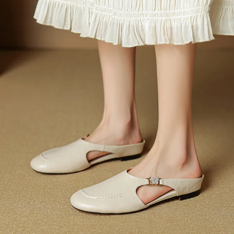 Spring/Summer style round-toe closed-toe flat sheepskin fashion women's sandals 3-9g