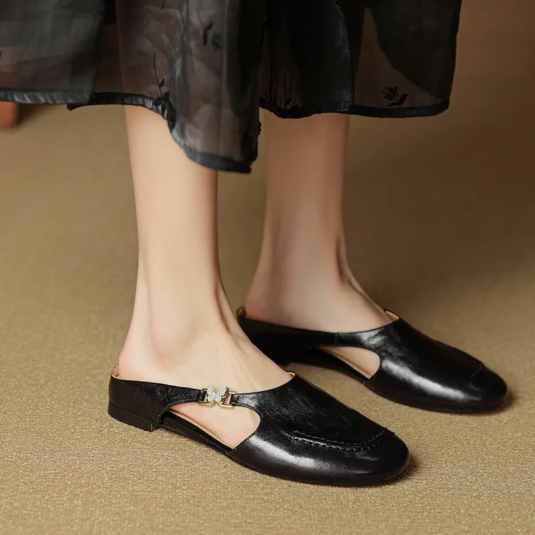 Spring/Summer style round-toe closed-toe flat sheepskin fashion women's sandals 3-9g
