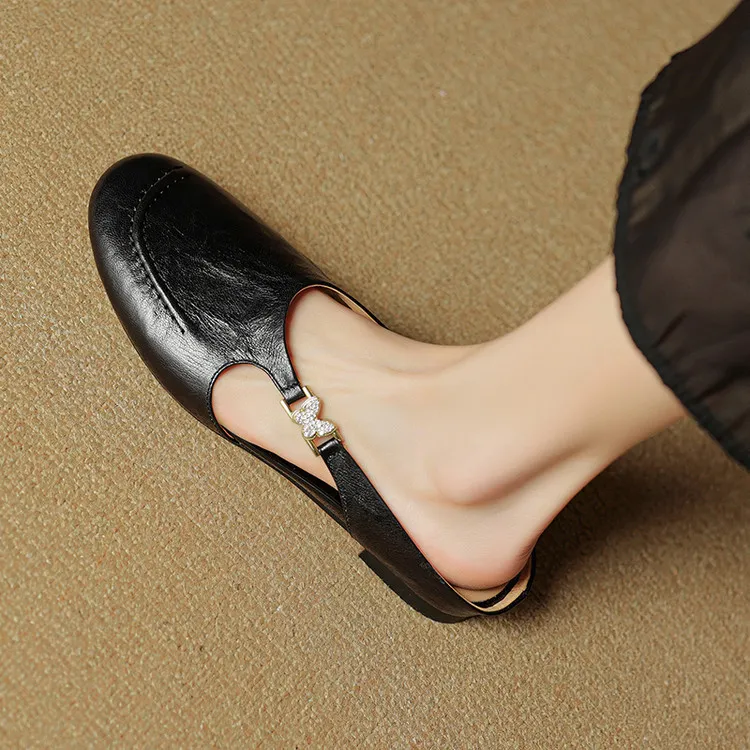 Spring/Summer style round-toe closed-toe flat sheepskin fashion women's sandals 3-9g