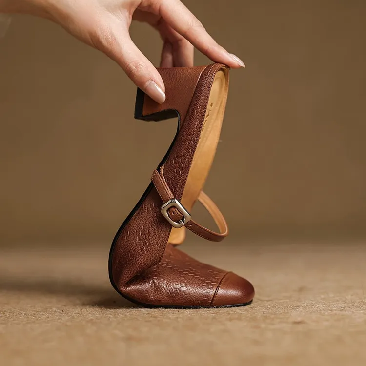Spring/Summer One-Strap Half-Slip Sandals, Retro Closed-Toe Sandals, Chunky High-Heeled Mules