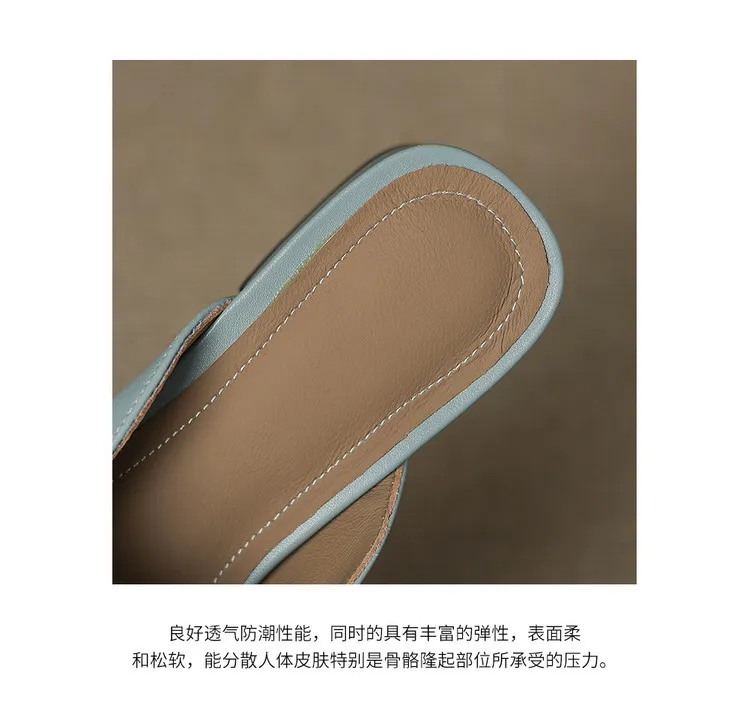 Early Spring Slippers, Square Toe, Chunky Heel, High Heel, Closed Toe, Sheepskin Fashion Women's Shoes, Sizes 3-9f4041 (Plus Size)