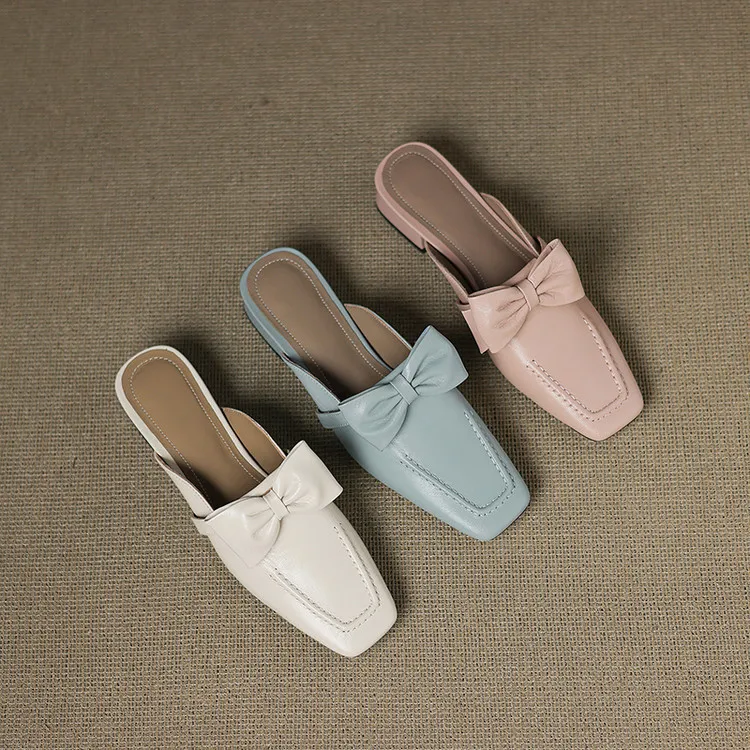 Early Spring Slippers, Square Toe, Chunky Heel, High Heel, Closed Toe, Sheepskin Fashion Women's Shoes, Sizes 3-9f4041 (Plus Size)