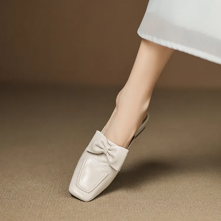 Early Spring Slippers, Square Toe, Chunky Heel, High Heel, Closed Toe, Sheepskin Fashion Women's Shoes, Sizes 3-9f4041 (Plus Size)