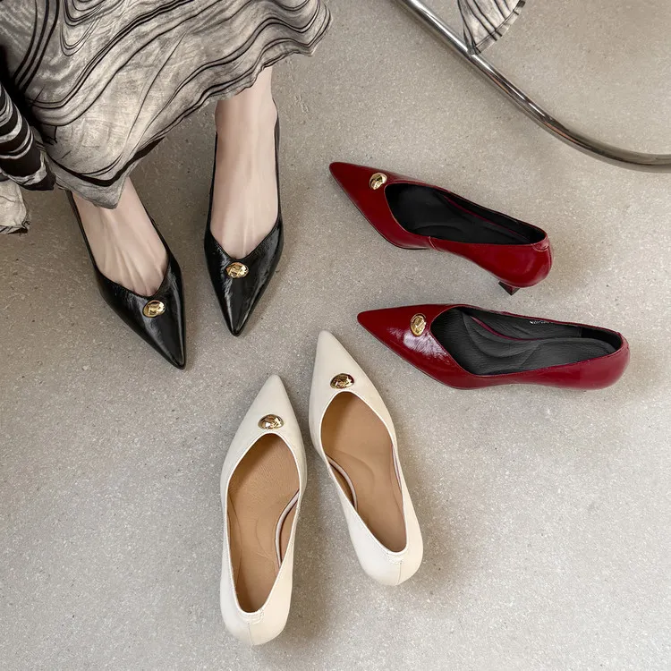 Fashionable 3-color early spring single shoes, pointed toe, low-cut, stiletto heel, high-heeled women's fashion shoes 3-3i