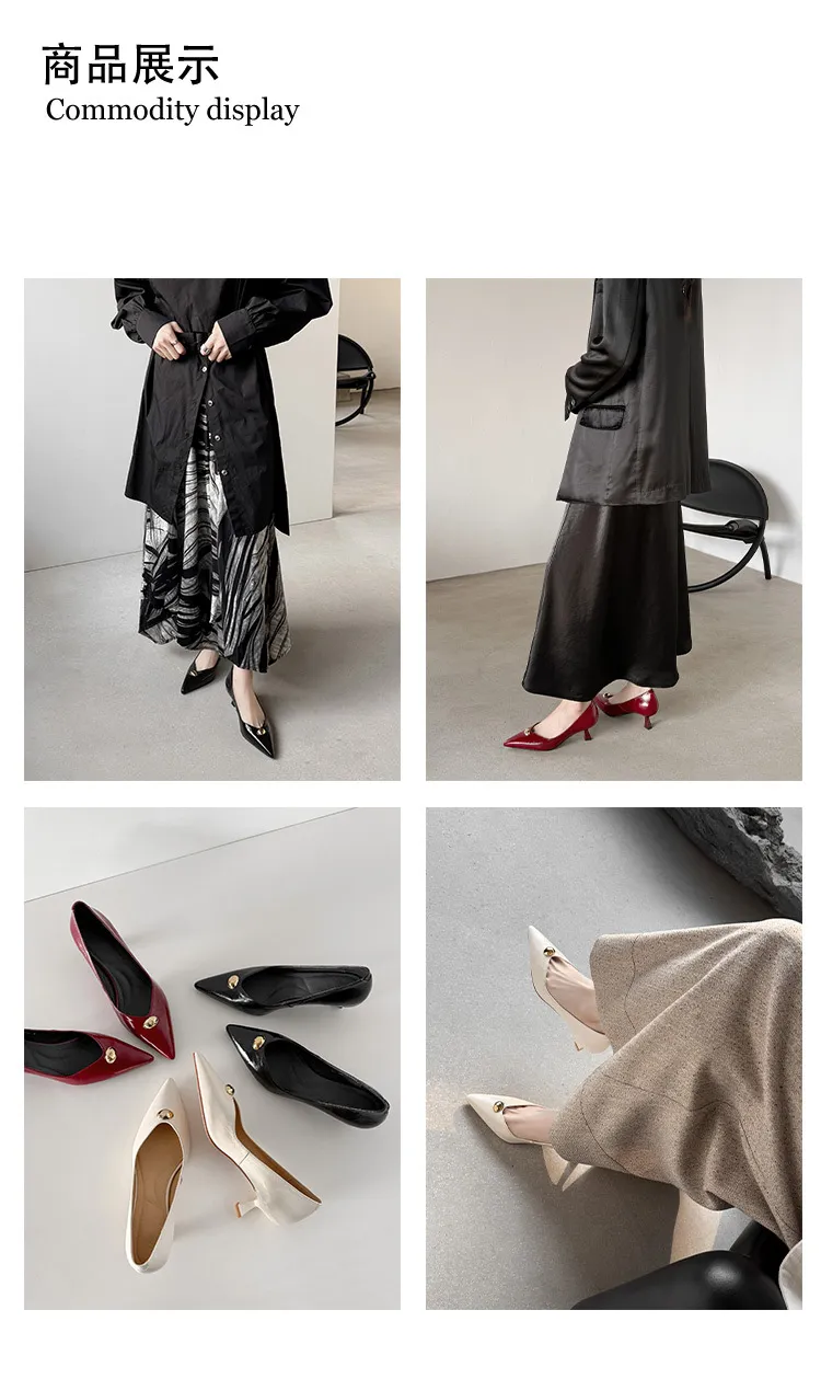 Fashionable 3-color early spring single shoes, pointed toe, low-cut, stiletto heel, high-heeled women's fashion shoes 3-3i