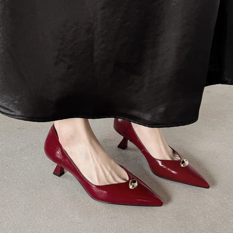 Fashionable 3-color early spring single shoes, pointed toe, low-cut, stiletto heel, high-heeled women's fashion shoes 3-3i