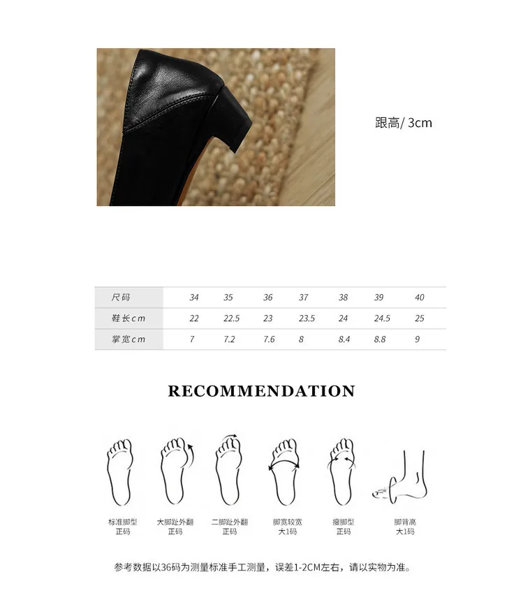 Early Spring Single Shoes, Square Toe, Chunky Heel, High Heel, Leather Fashion Women's Shoes, 3-7c
