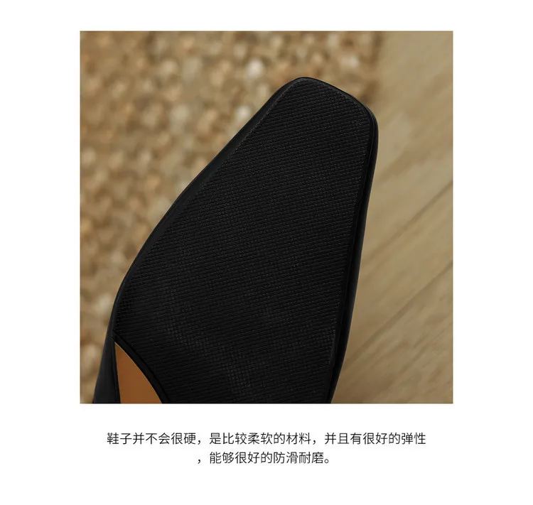 Early Spring Single Shoes, Square Toe, Chunky Heel, High Heel, Leather Fashion Women's Shoes, 3-7c