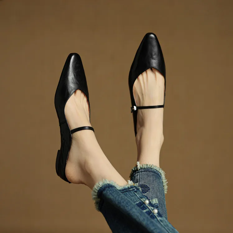 -Early Spring Slippers, Square Toe, Hidden Wedge Buckle, Fashionable Women's Shoes, 3-7m