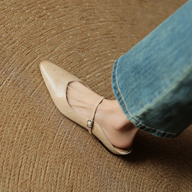 -Early Spring Slippers, Square Toe, Hidden Wedge Buckle, Fashionable Women's Shoes, 3-7m