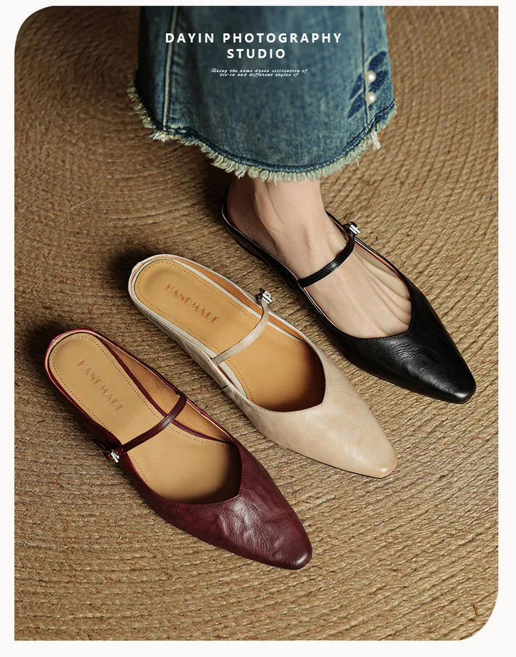 -Early Spring Slippers, Square Toe, Hidden Wedge Buckle, Fashionable Women's Shoes, 3-7m