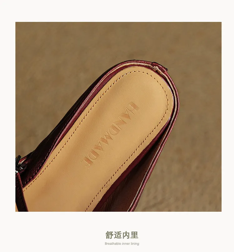 -Early Spring Slippers, Square Toe, Hidden Wedge Buckle, Fashionable Women's Shoes, 3-7m