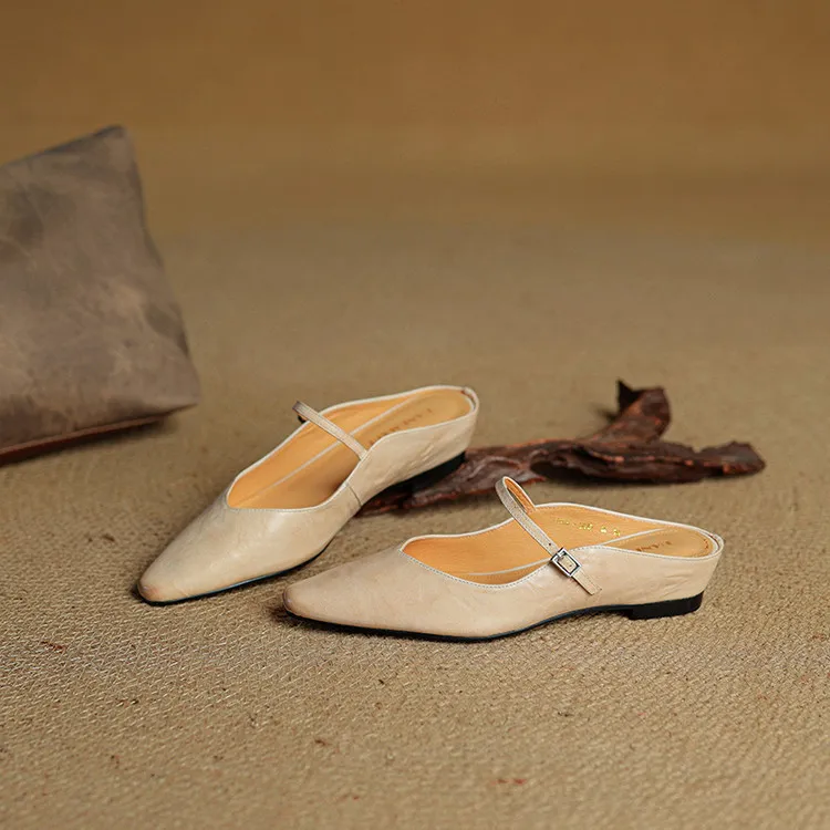 -Early Spring Slippers, Square Toe, Hidden Wedge Buckle, Fashionable Women's Shoes, 3-7m