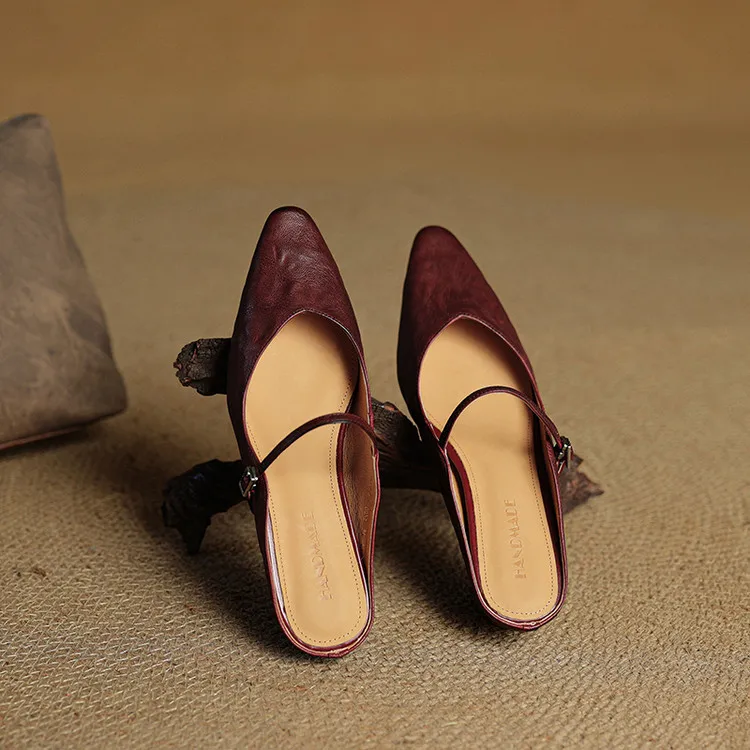 -Early Spring Slippers, Square Toe, Hidden Wedge Buckle, Fashionable Women's Shoes, 3-7m