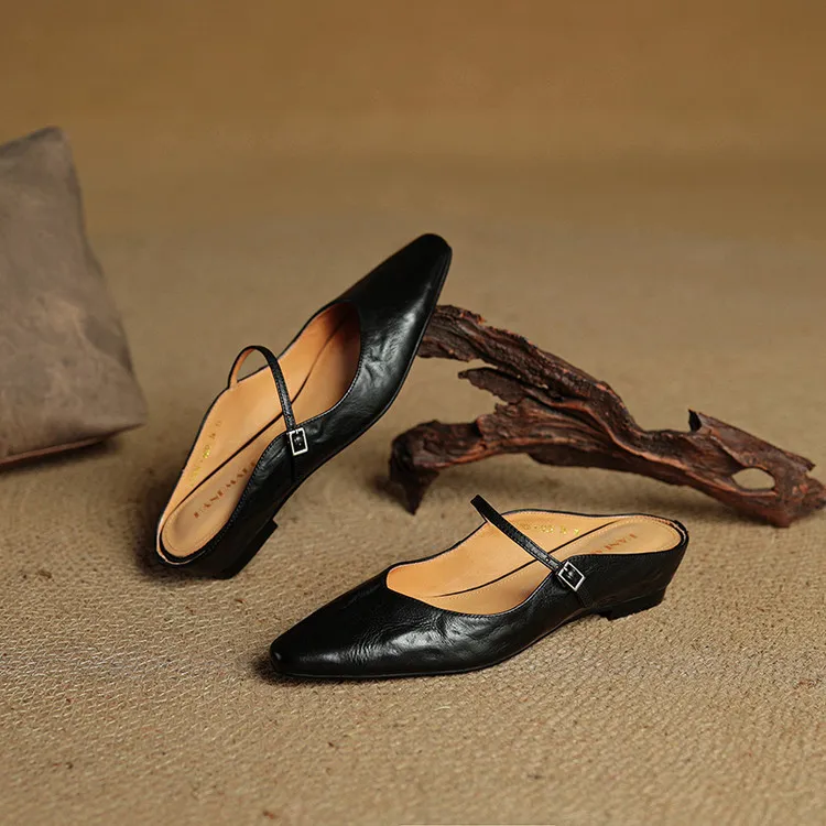 -Early Spring Slippers, Square Toe, Hidden Wedge Buckle, Fashionable Women's Shoes, 3-7m
