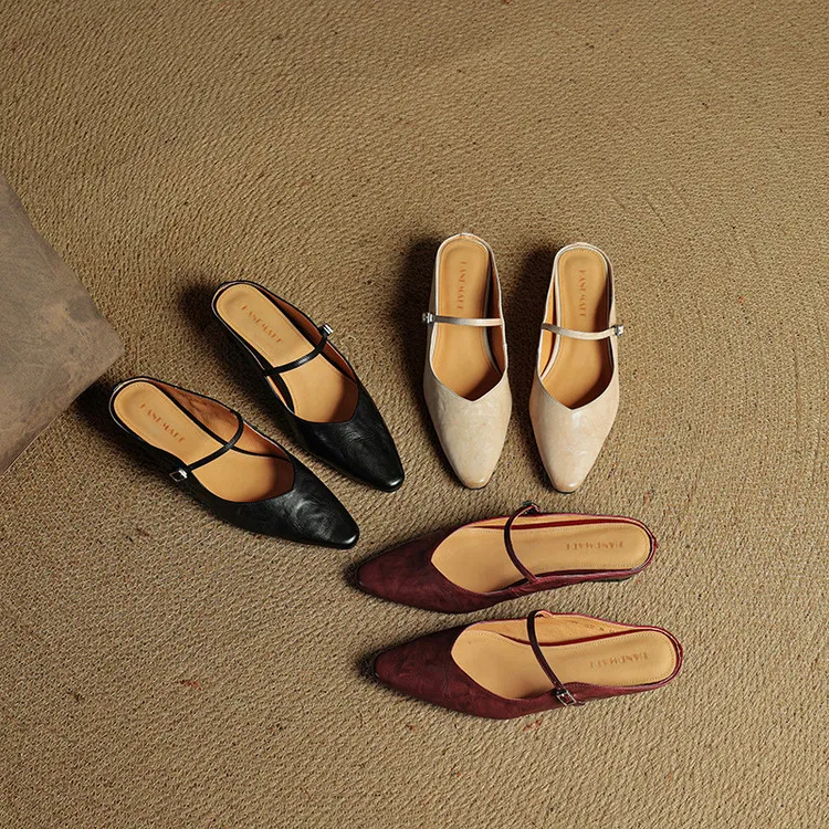 -Early Spring Slippers, Square Toe, Hidden Wedge Buckle, Fashionable Women's Shoes, 3-7m