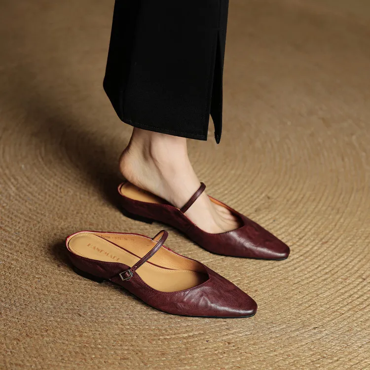 -Early Spring Slippers, Square Toe, Hidden Wedge Buckle, Fashionable Women's Shoes, 3-7m