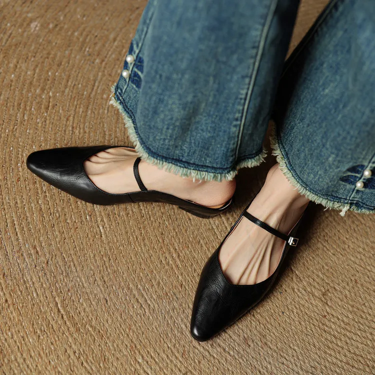 -Early Spring Slippers, Square Toe, Hidden Wedge Buckle, Fashionable Women's Shoes, 3-7m