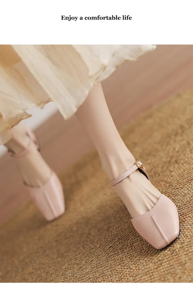 Summer sandals, chunky heel, high heel, square toe, buckle, genuine leather, fashion women's shoes, style 3-12b.