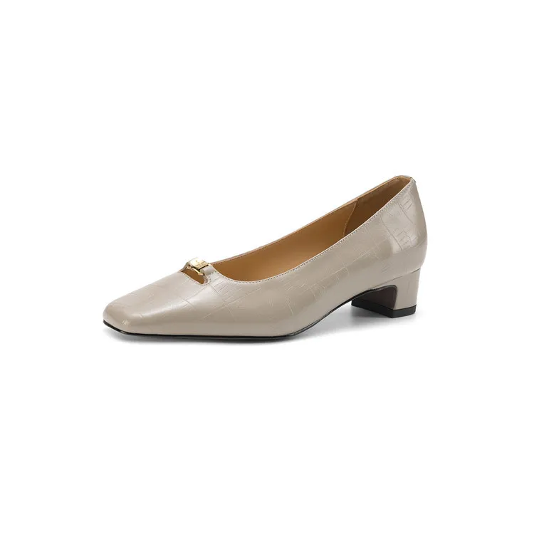 Early Spring Single Shoes, Square Toe, Chunky Heel, High Heel, Low Mouth, Fashion Women's Shoes 3-9a