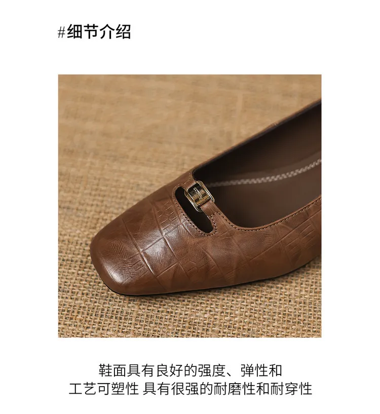Early Spring Single Shoes, Square Toe, Chunky Heel, High Heel, Low Mouth, Fashion Women's Shoes 3-9a