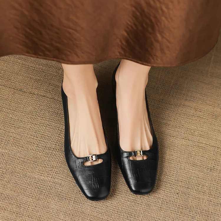 Early Spring Single Shoes, Square Toe, Chunky Heel, High Heel, Low Mouth, Fashion Women's Shoes 3-9a